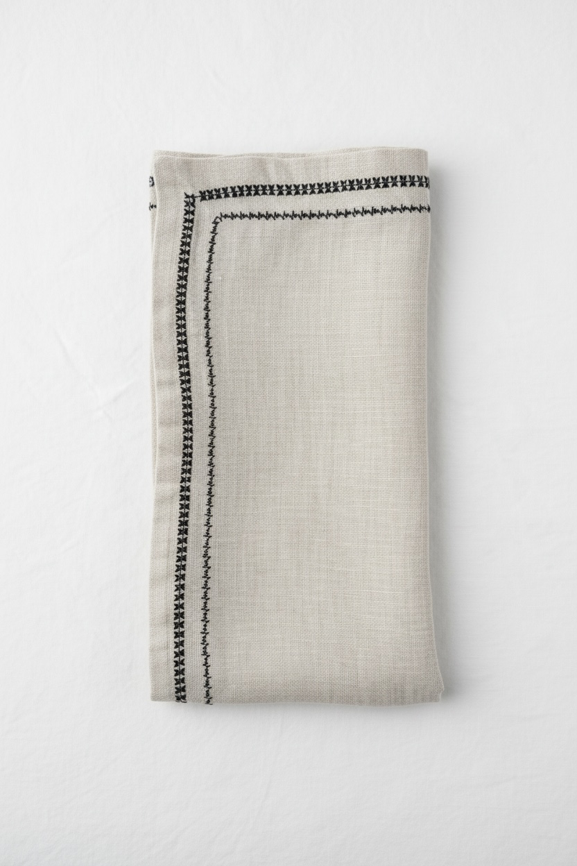 Guardanapo 100% Linho bordado
