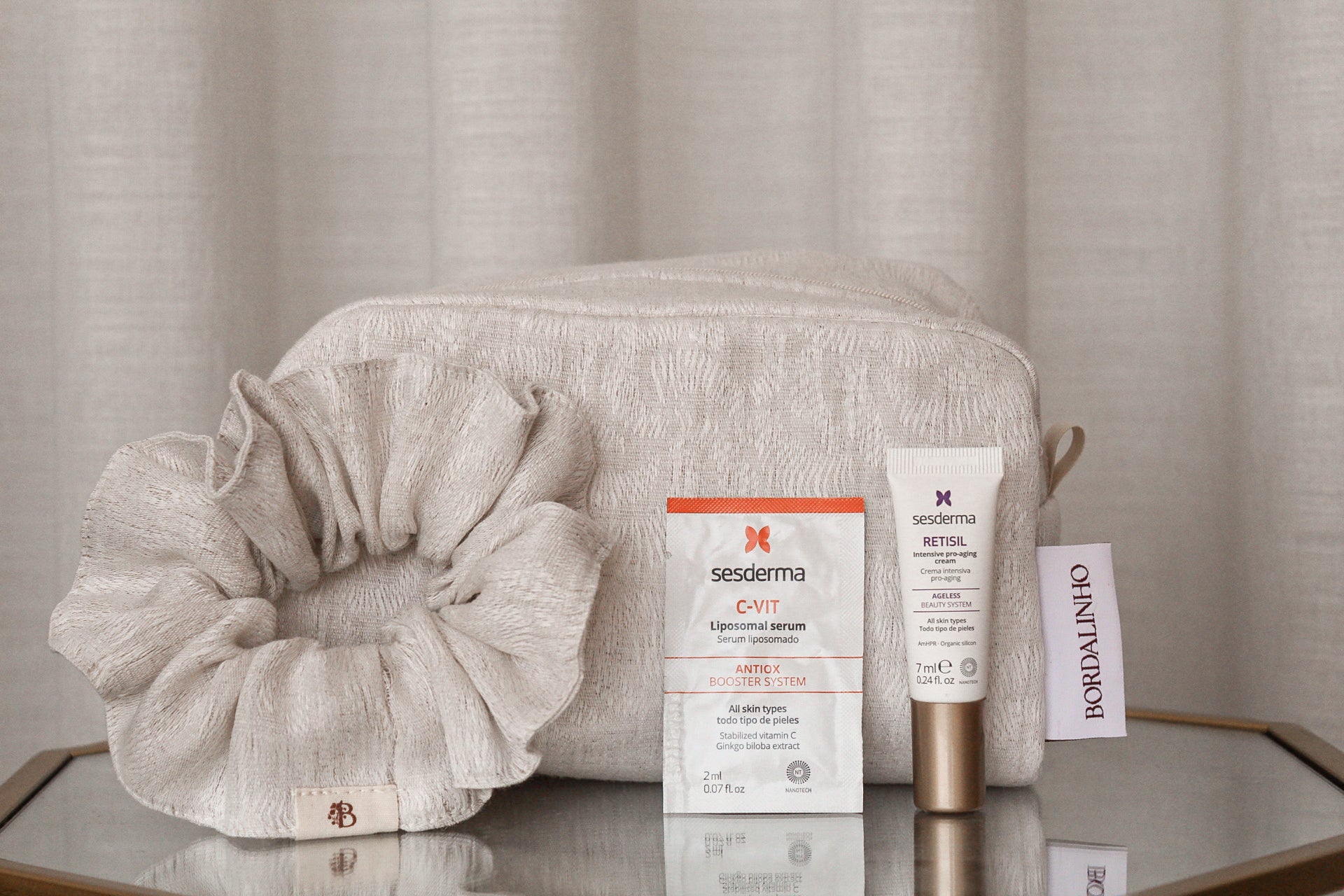 Nécessaire e Scrunchie 100% Linho