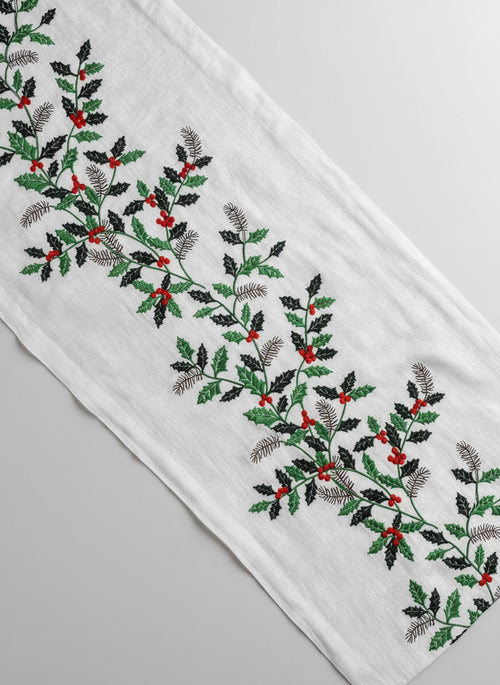 Corredor de mesa bordado 100% Linho